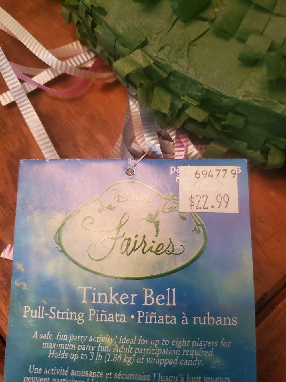 Tinker Bell Piñata - Pink and Green Flower-Kids Party Decoration - Picture 4 of 4
